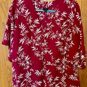 Worthington Red Wrap Blouse 3/4 Sleeve